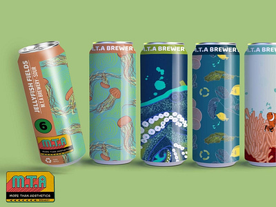 M.T.A Brewery: Oceans Four beer design beer label design can design concept art digital design faux brewery illustration latinx illustrator logo packaging design typography