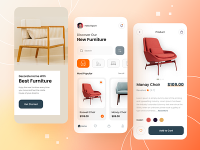 Furniture eCommerce mobile app design by Muslim Uddin Ripon on Dribbble