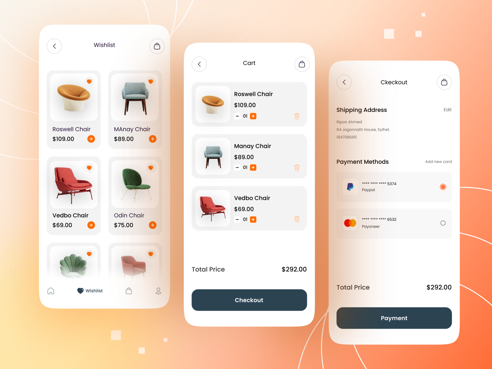 Furniture eCommerce mobile app design by Muslim Uddin on Dribbble