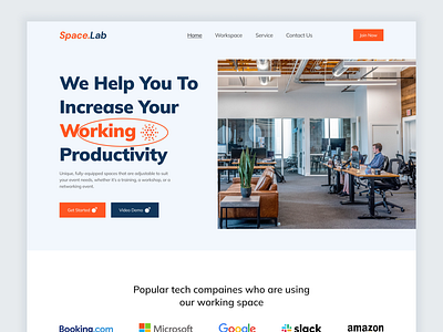 Co-Working Landing Page Design animation booking branding clean coworkspace design landing page logo minimalinst minimalism muslim rent ripon space trendy ui ui design ux ux design website