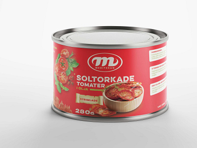 Red Tomato Paste Tin Can Label Mockup