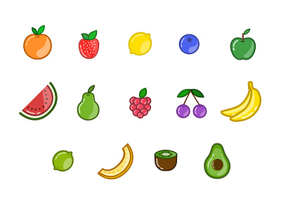 Fruits fresh fruits icon icons set yummy