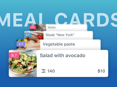 Meal cards cards food meal rating row