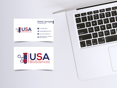 USA BioSciences Business Card Design branding businesscard cards design corporate identity design flat illustrator minimal simple design vector