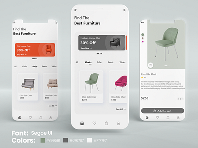 Furniture app store graphic design ui
