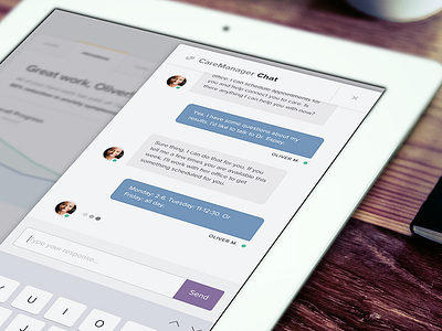 Chat Feature for Tablet chat clean drawer flat health healthcare light medical tablet ui webapp