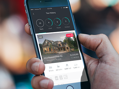 Buyer's Tour History app clean data history icons ios iphone mobile product real estate ui