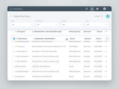 Inbox Table Layout