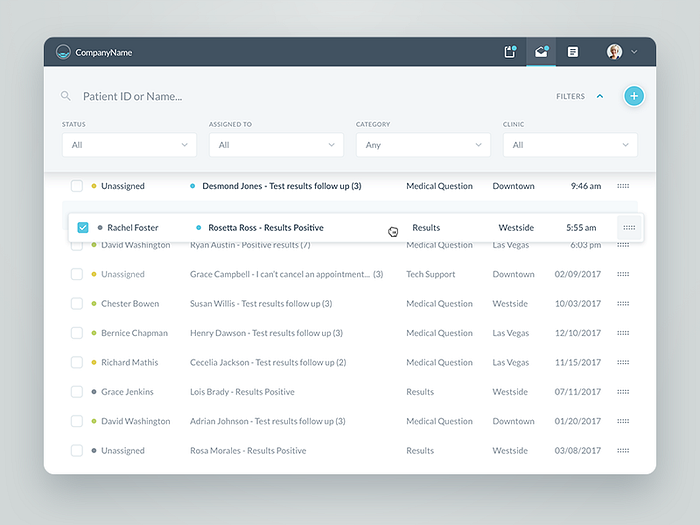 Inbox Table Layout by JP King-Pritzl on Dribbble