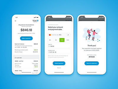 Healthcare Payments credit credit card dashboard drawer flat health healthcare illustration ios iphone x payments
