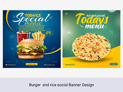 Burger and food Menu social design 3d animation branding design graphic design illustration logo motion graphics ui vector