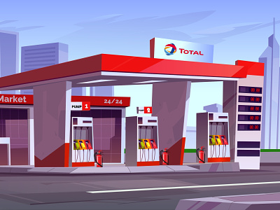 Total fuel station illustration 3d animation branding design graphic design illustration logo motion graphics ui vector