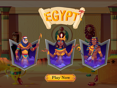 Egypt gods casino design 3d animation branding casino design game graphic design illustration logo motion graphics slot ui vector
