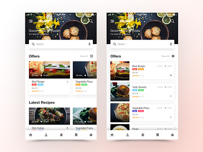 Home iOS App Screen (Resturant) app workflow appscreen cart clean interface delivery app design dribbble food foodapp hireme home popular prototype resturant ui user experience user interaction ux web webdesign