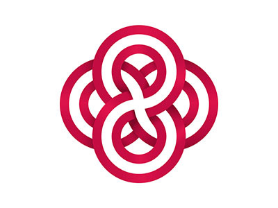 Odyssey Logo corporate infinity logo network red rings woven
