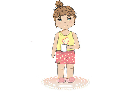 Sleepy Melisa cartoon illustration cute girl funny character illustration sleepy