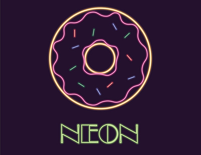 Donut cartoon illustration design donut illustration neon colors neon light trendy