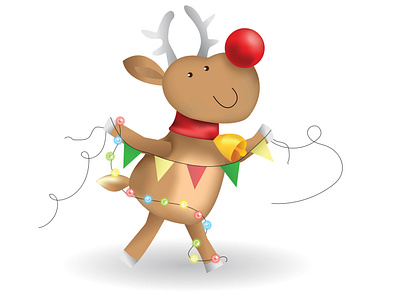 Deer 3 cartoon character christmas card christmas party cute animal deer illustration garland illustration design lights new year