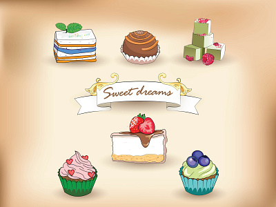 Sweet dreams bakery cakes cartoon art chocolate cookbook desserts food illustration recipe yummy