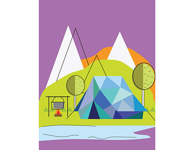 Camping flat illustration background camping design flat illustration geometric illustration illustration