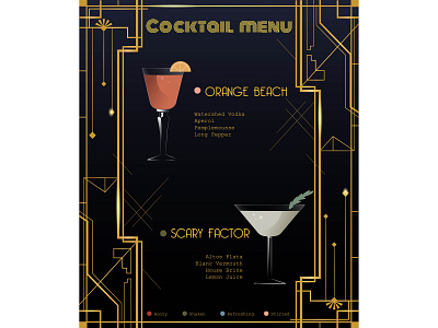 Gatsby style cocktail menu