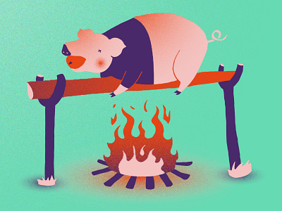Pig roast flat illustration pig roast vector