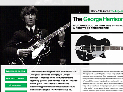 Product Page - The George Harrison Gretsch beatles guitar product page ui web design