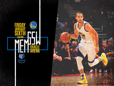 January 6 - Memphis Grizzlies v Golden State Warriors basketball gameday golden state warriors graphic design memphis grizzlies steph curry