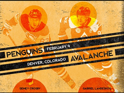 February 9 - Penguins vs Avalanche colorado avalanche gameday graphic design hockey pittsburgh penguins sports design