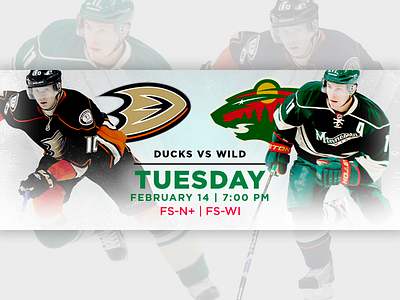 February 14 - Ducks vs Wild anaheim ducks gameday graphic design hockey minnesota wild sports design