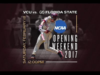 February 18 - VCU vs Florida State baseball florida state gameday graphic design sports design vcu