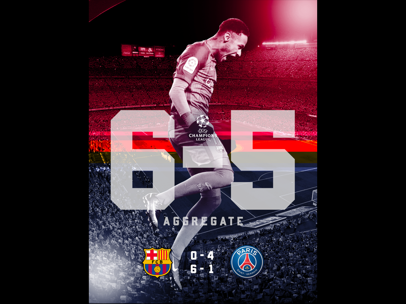 March 8 - Barcelona vs Paris Saint-Germain barcelona champions league football gameday graphic design psg soccer sports design