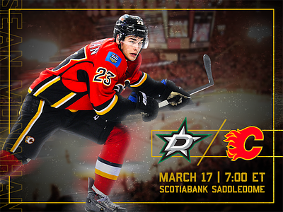 March 17 - Stars vs Flames calgary flames dallas stars gameday graphic design hockey sports design
