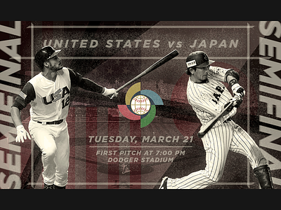 March 21 - USA vs Japan baseball gameday graphic design japan sports design usa world baseball classic