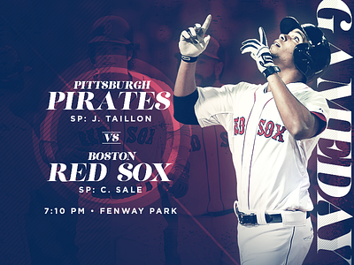 April 5 - Pirates vs Red Sox baseball gameday graphic design red sox sports design