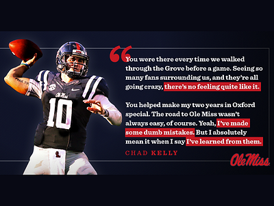 Ole Miss Football - Chad Kelly Quote football graphic design mississippi ole miss sports design