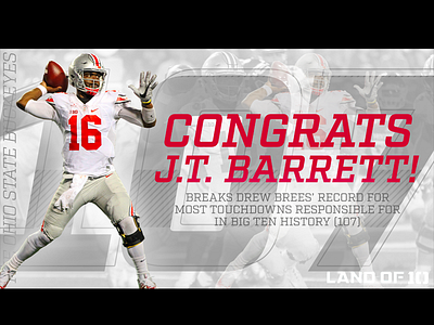 JT Barrett - Big Ten TD Record buckeyes football graphic design ohio state sports design