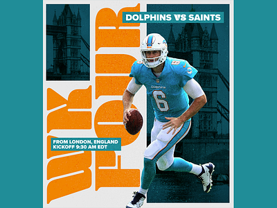 October 1 - Dolphins vs Saints dolphins football gameday graphic design miami sports design