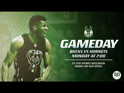 October 23 - Bucks vs Hornets basketball bucks gameday graphic design milwaukee sports design