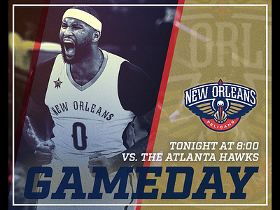 November 13 - Pelicans vs Hawks basketball gameday graphic design new orleans pelicans sports design