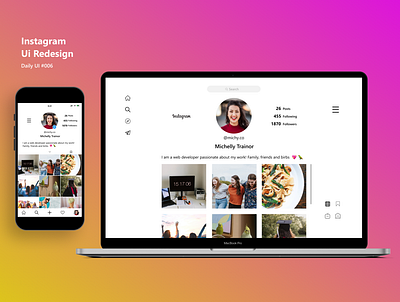 Daily UI #006 - User Profile app daily 100 challenge dailyui dailyuichallenge design instagram instagram redesign interface minimal product product designer ui user profile