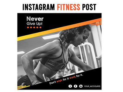 Insagtam fitness post fitness post instagram template motivation workout
