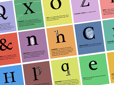 Typography Glossary Cards colorful colors definitions flat fonts terms typeface typo typography typography glossary