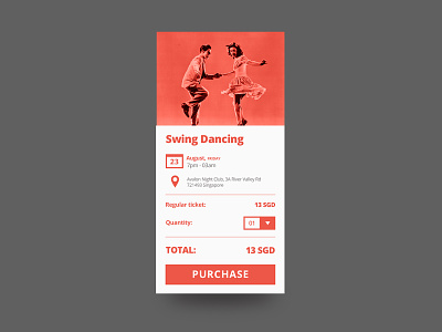 Dance Event Box dance ecommerce event music purchase ticket ui ux