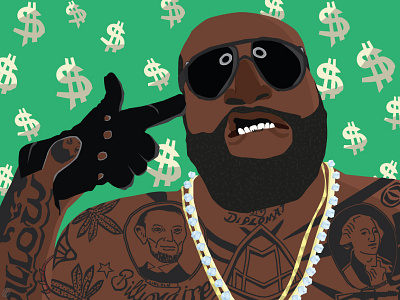 Rick Ro$$, The Baw$e portrait rapper rick ross the boss illustration
