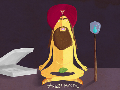 PIZZA MYSTIC character design illustration kneeon pizza