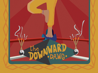 The Downward Dawg character design illustration kneeon trading card wrestler