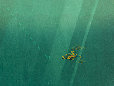 Fishing fish illustration underwater wildlife