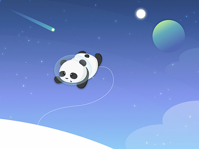 Up In Space graphic illustration moon panda space stars ui