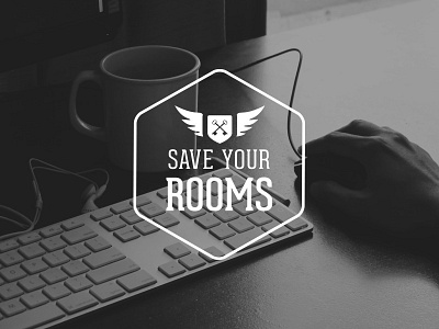 Save Your Rooms black hipster logo webdesign white